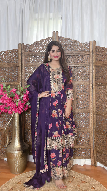 Purple Bloom Chinon Palazzo Set