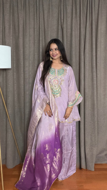 Tara Lilac – Crushed Tissue Palazzo Suit