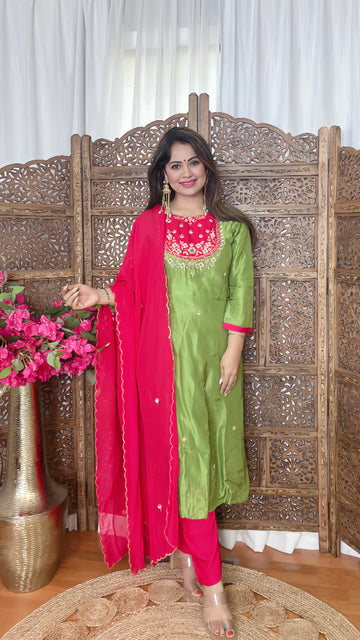 Meera Raga Raw Silk Straight Suit Set