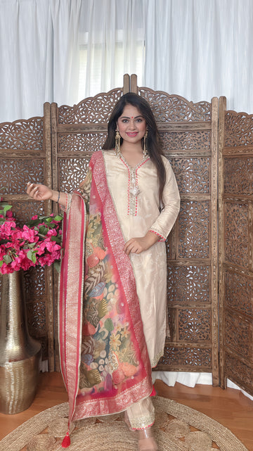 Blush Weave Jacquard Suit Set