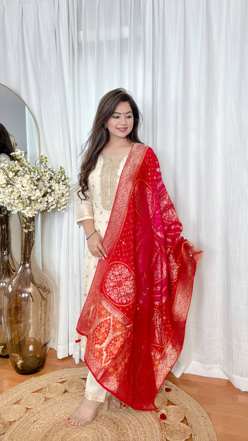Ivory banarasi Suit