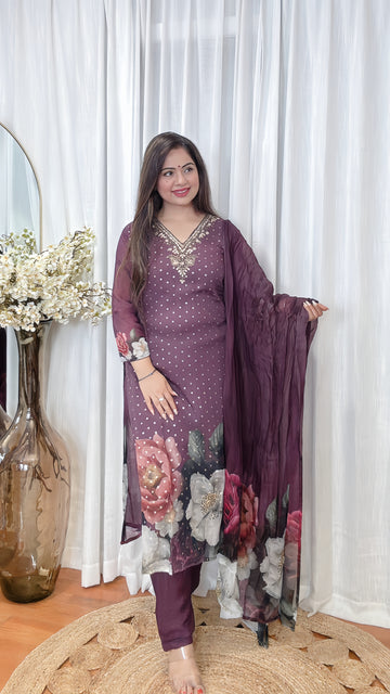 Floral Mirage Organza Suit Set