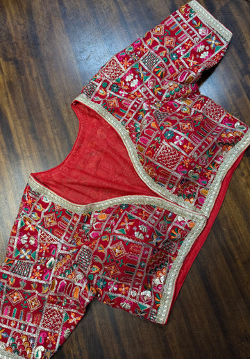 Rivya Red Zari Front Open Blouse