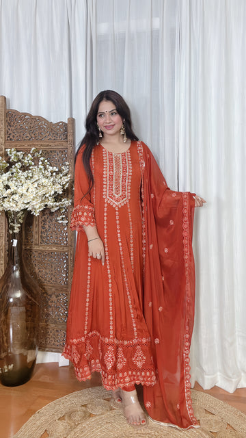 Crimson Royale Anarkali Set