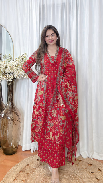 Ruby Bloom – Cotton Printed Anarkali Set