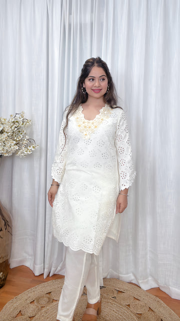 Schiffli Cotton Co‑ord Set