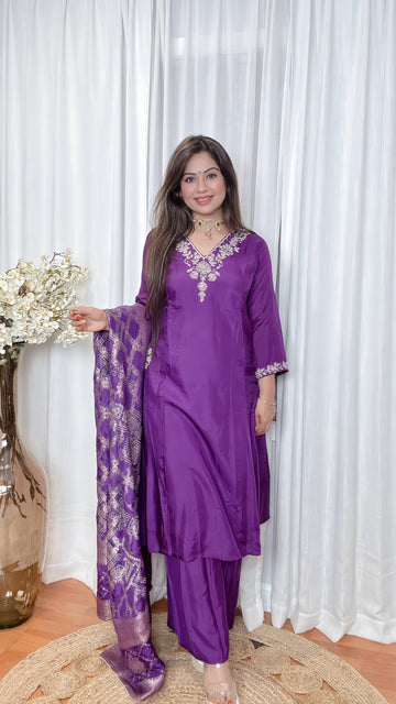 Weave Muslin Silk Suit