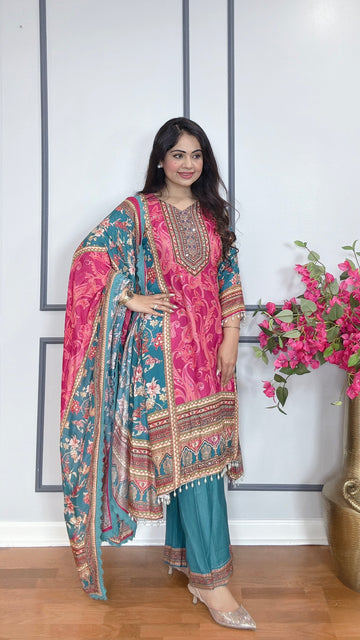 Crepe Silk Digital Printed Suit