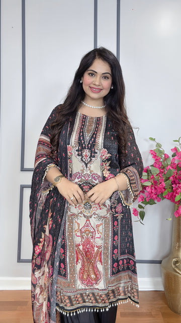 Chinon Silk Digital Printed Suit