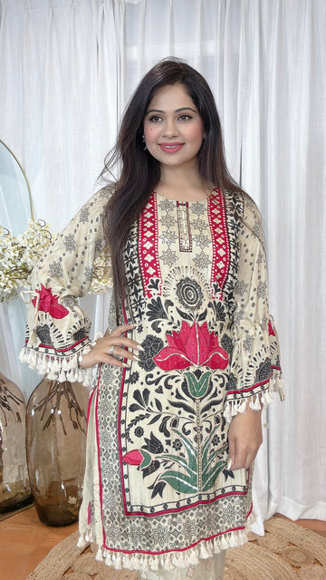 Muslin Silk Embroidered Co-ord Set