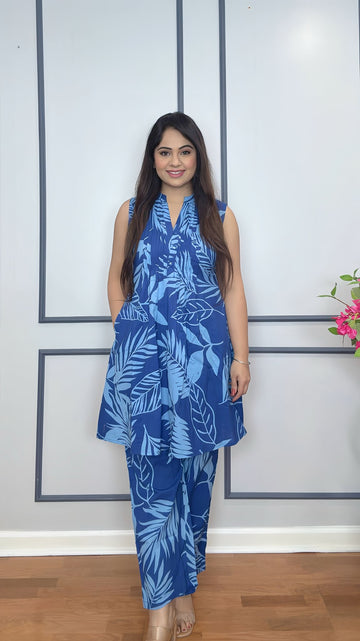 Stylish Cotton Sleeveless Cord Set