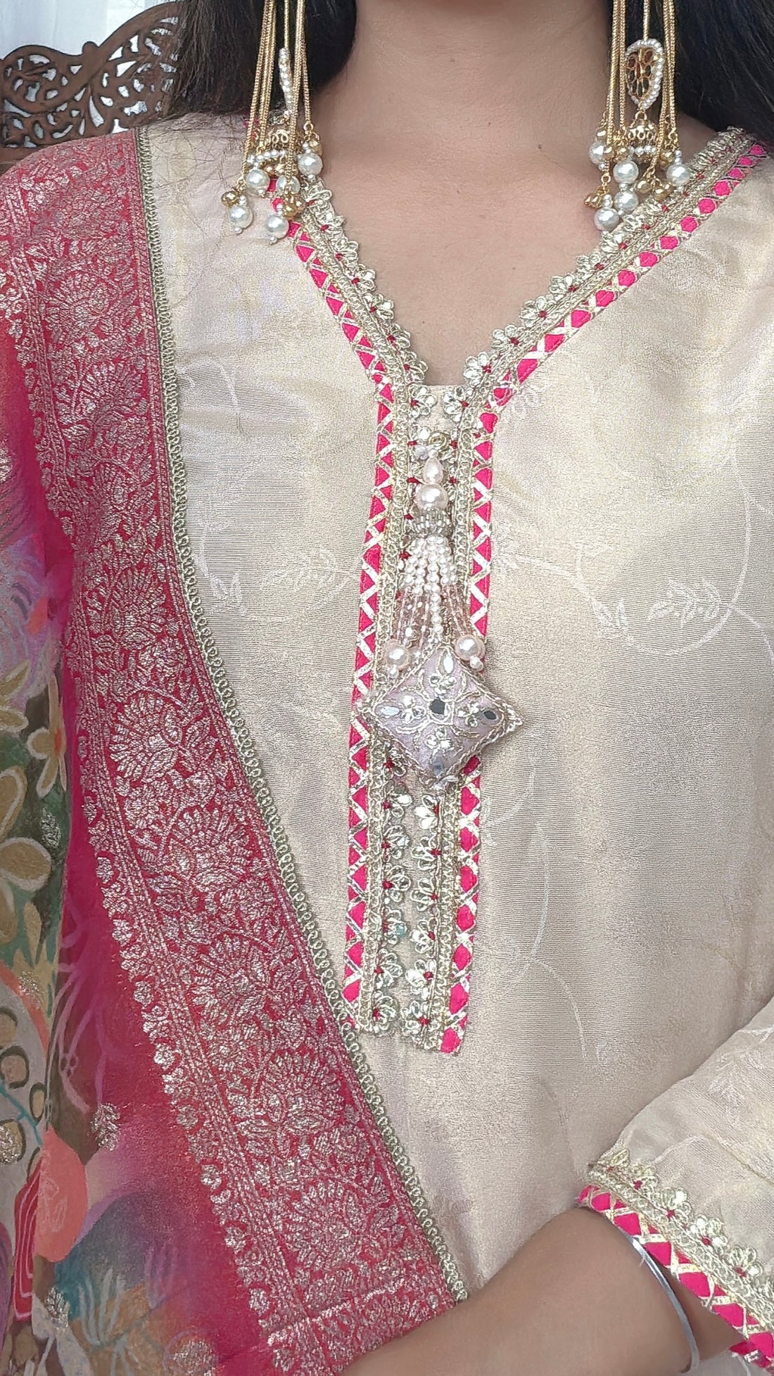 Blush Weave Jacquard Suit Set