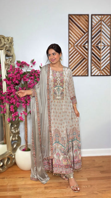 Zarevia Crepe Silk Anarkali Suit Set