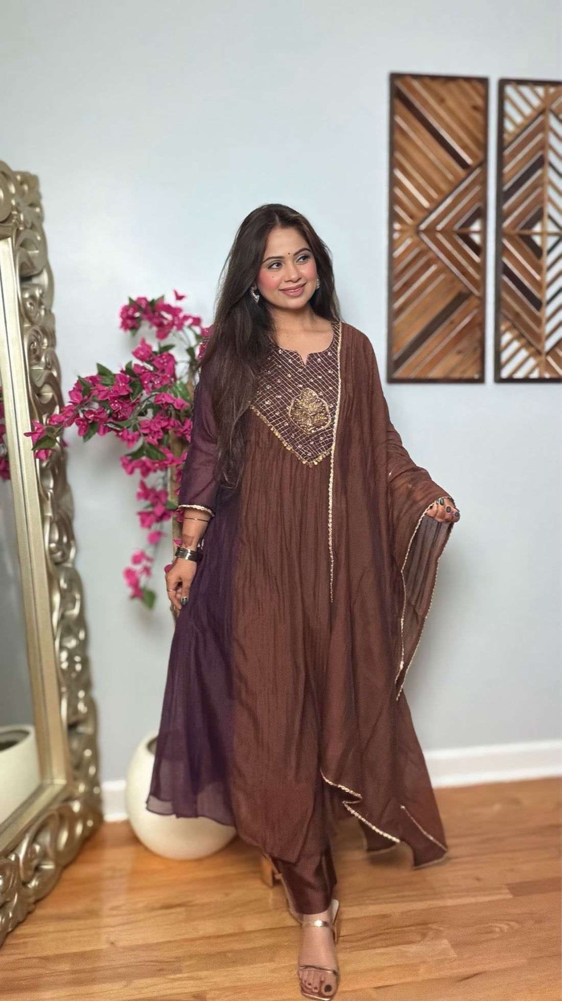 Vedishka Mul Chanderi A-Line Suit