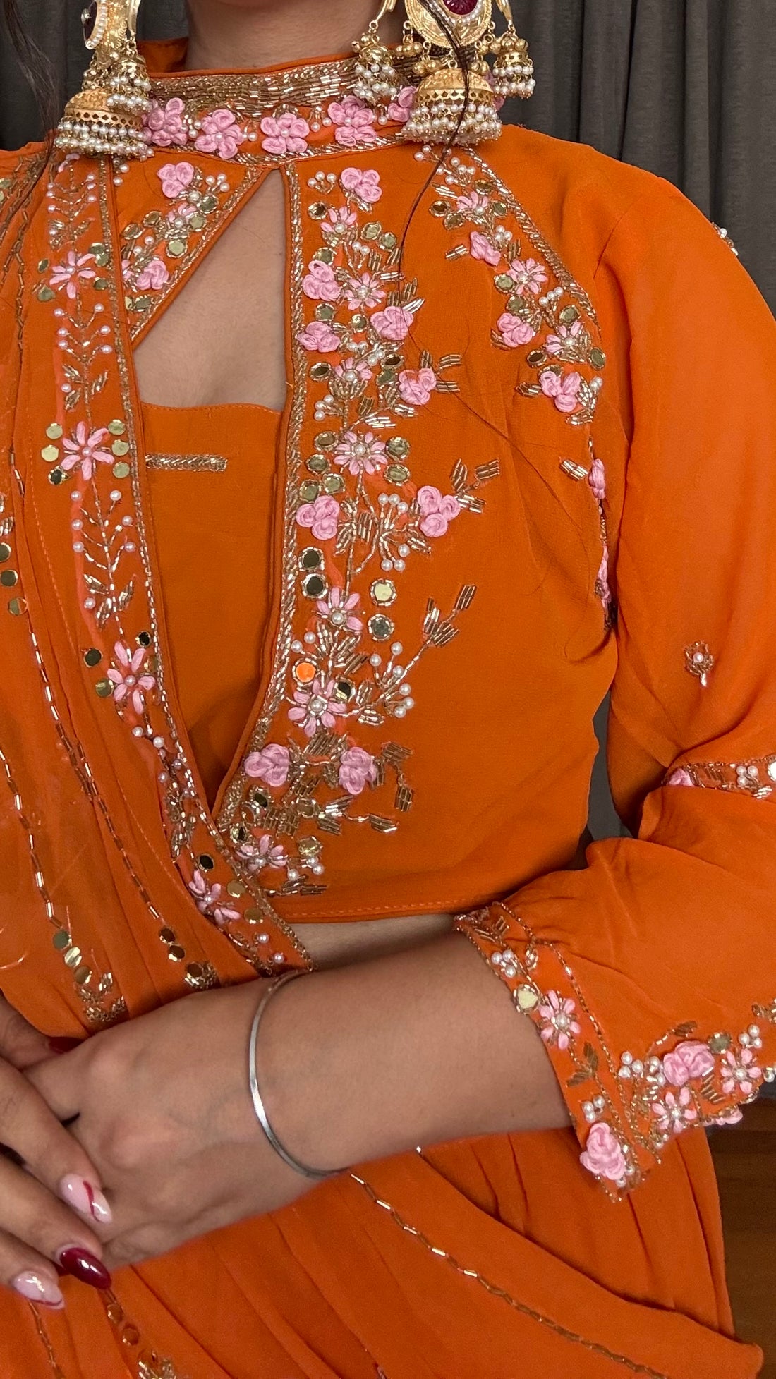 Kavya – Orange Karwachauth Lehenga Saree