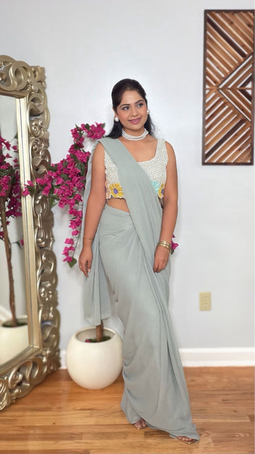 Inayat Georgette Saree with Statement Handwork Blouse