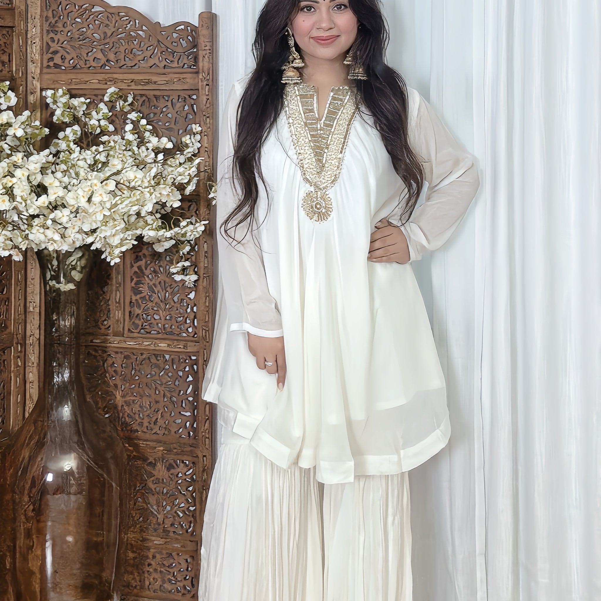 Sitara Safed Fusion Set