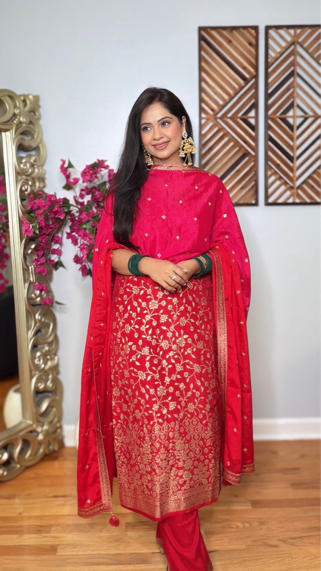 Ruhani Red Banarasi Woven Suit