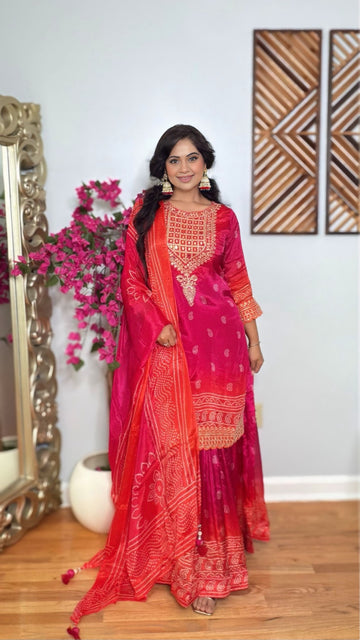 Aarika Chinon Silk Skirt Set