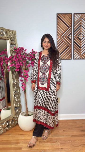 Mehrza Ajrak Kurta Set