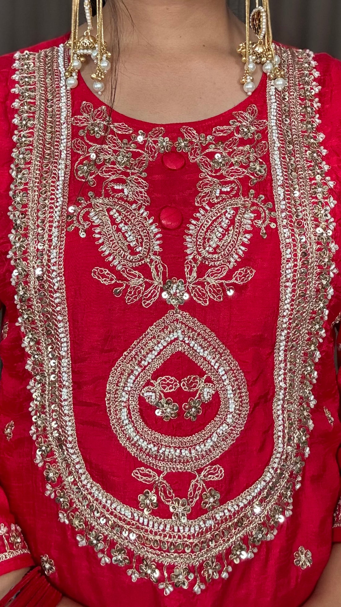 Mehrin – Red Dola Silk A-Line Suit