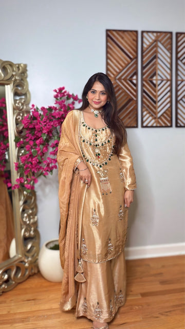 Aurvielle Giraffe Tissue Silk Palazzo Set