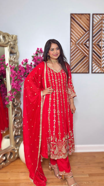 Zevanya Scarlet Anarkali Set
