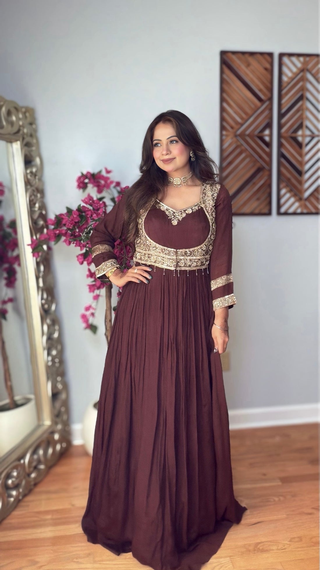 Omyra Chinon Silk Anarkali Gown