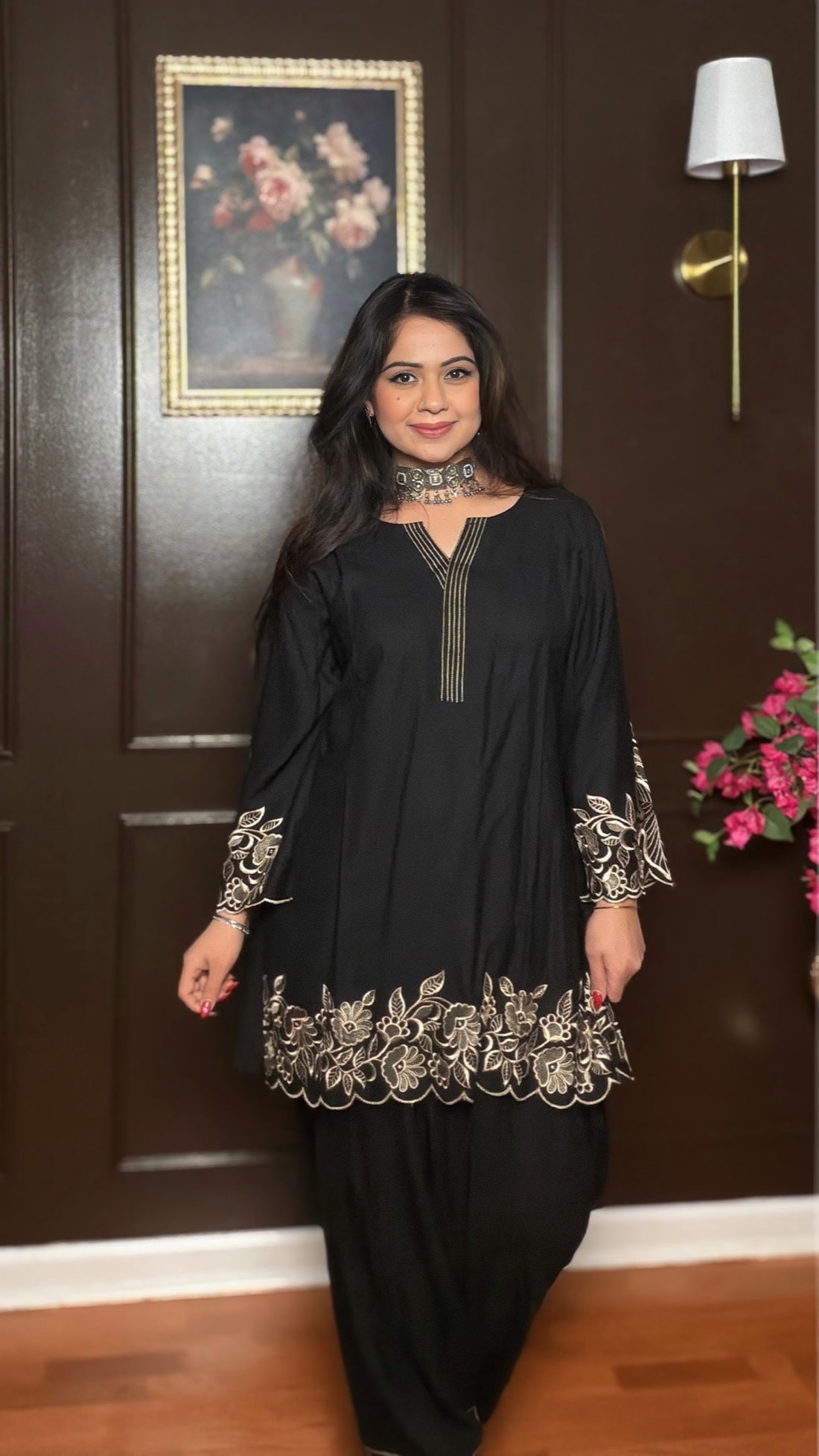 ZAYVRA-Modal Cotton Embroidered Farshi Cord Set