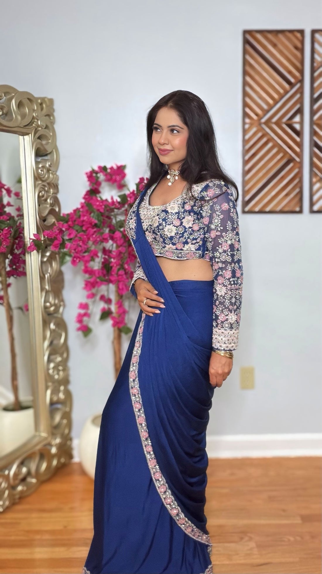 Neelam Royal Blue Lycra Saree