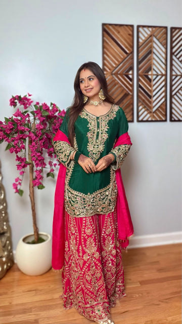 Tanmayi Chinon Lux Silk Sharara Suit