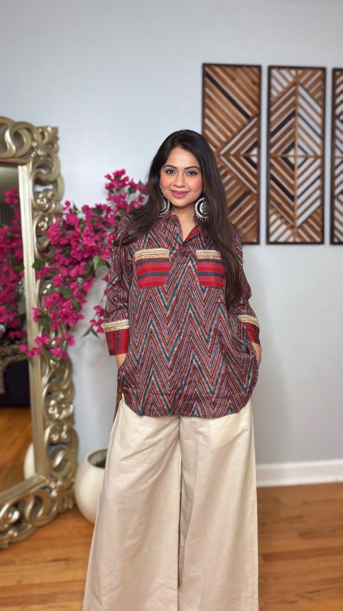 Orvessa Printed Muslin Shirt & Linen Cotton Cord Set