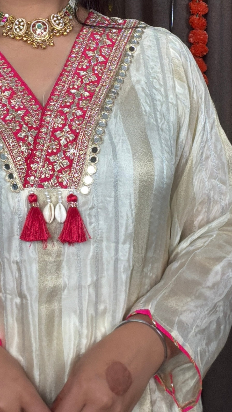 Noor – Ivory Tissue Banarasi Mirror Embroidered Suit Set