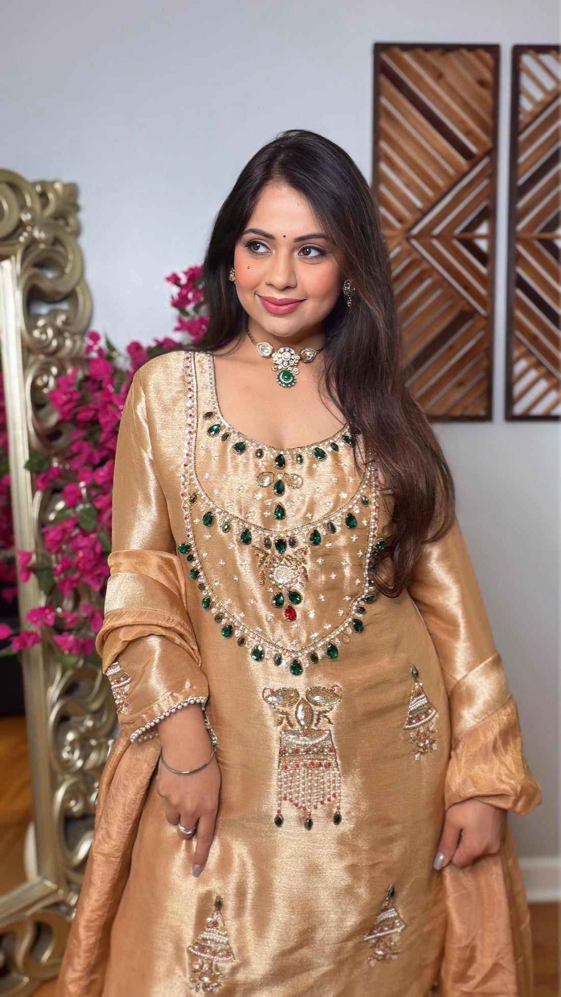 Aurvielle Giraffe Tissue Silk Palazzo Set