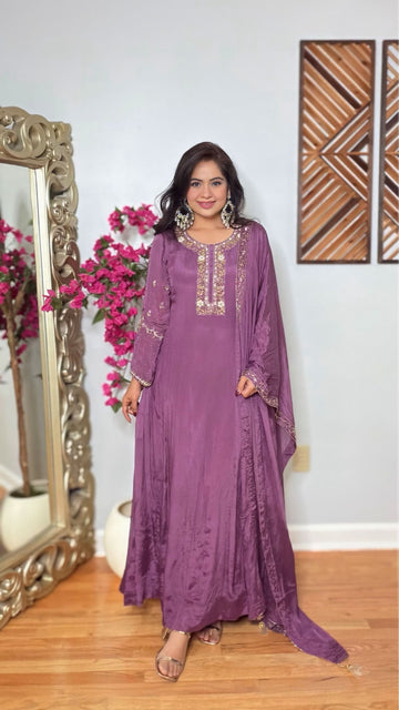Ishmya Chinon Silk Anarkali Suit