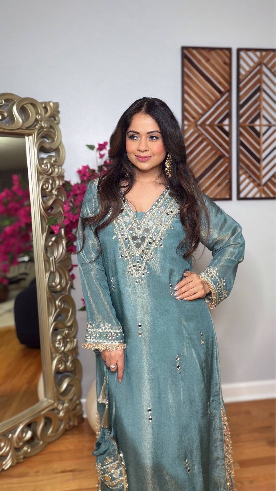 Averon Teal Gleam Kaftan