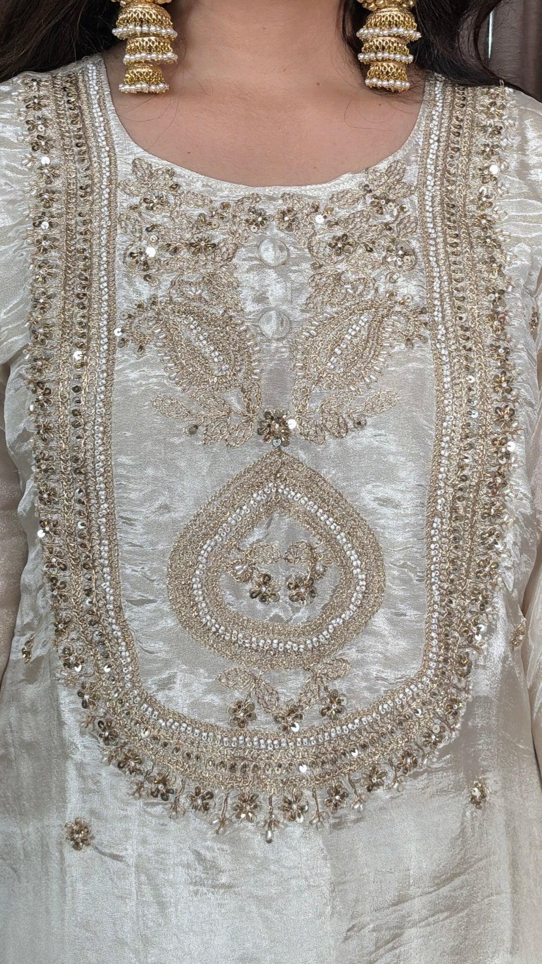 Ivory Shazia – Tissue Shimmer A-Line Suit