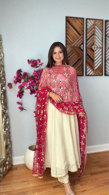 Kashvi Mirror Work Net Dupatta