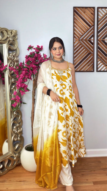 Aurelia Mustard Bloom Anarkali Set