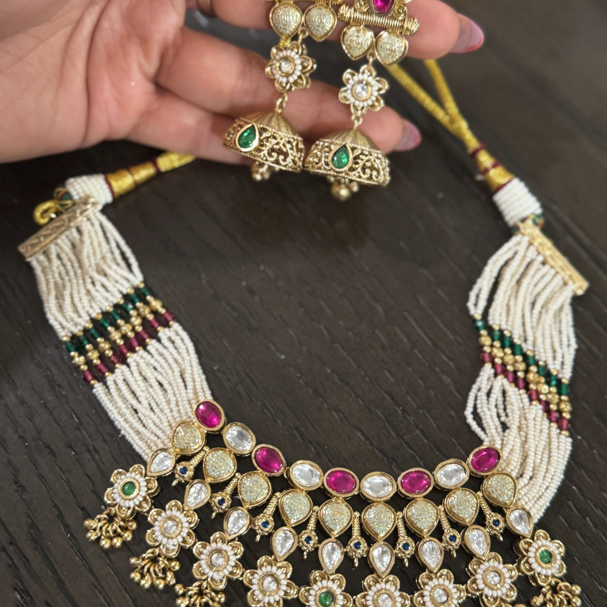 Aadhira Kundan Pearl Necklace Set