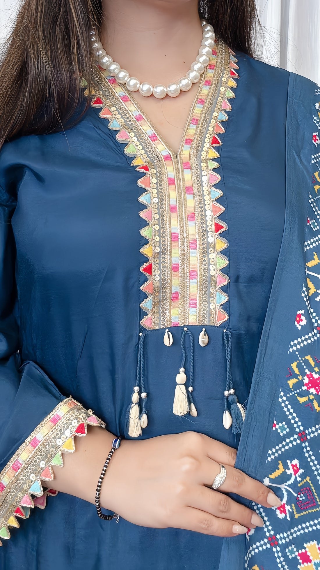 Turquoise Tide – Muslin Silk Patiala Salwar Set