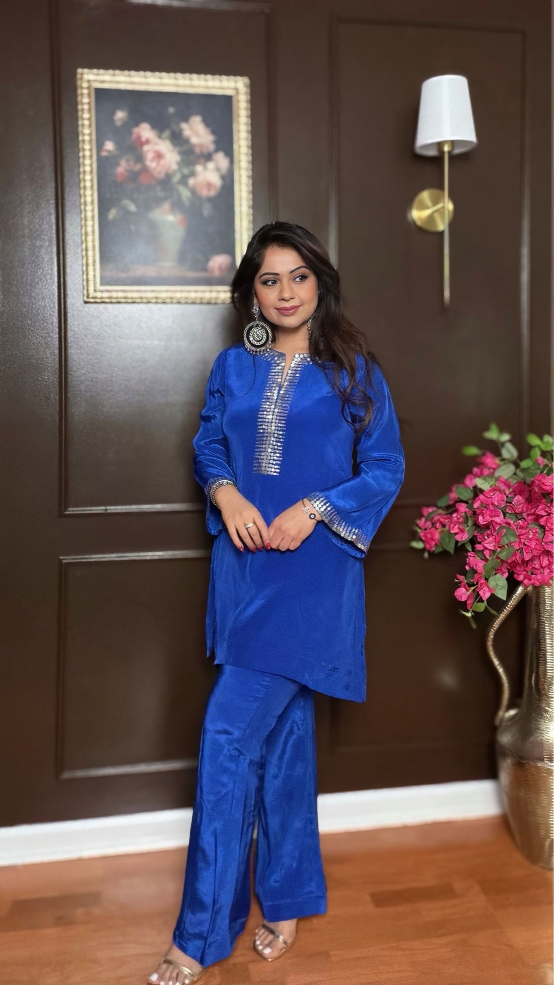 AZMIRA-Crepe Silk Sequins Embellished Kurta Pants Set