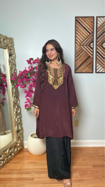 Aarshvi Crepe Silk Embroidered Kurta Pant Set