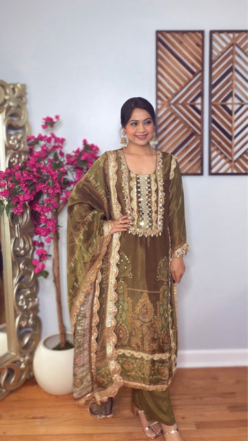 Olive Radiance Straight Suit