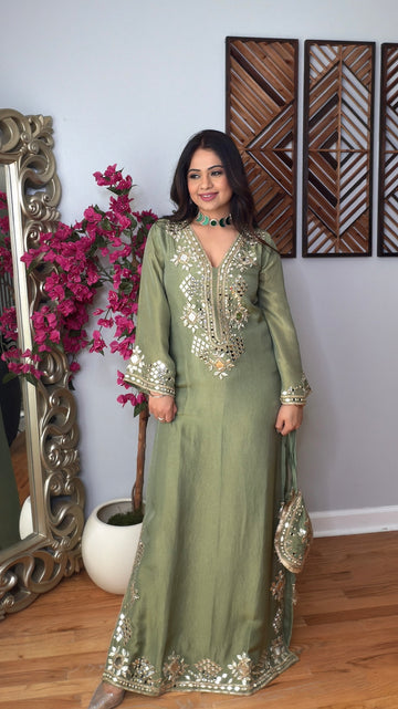 Zarelle Sage Kaftan Dress Soni Ethnic Zarelle Sage Kaftan Dress Soni Ethnic