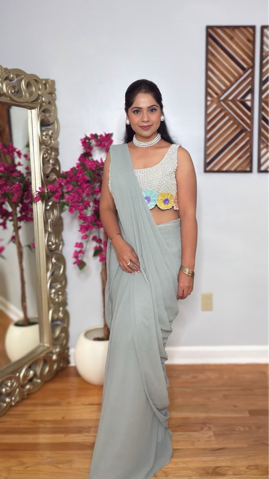Inayat Georgette Saree with Statement Handwork Blouse