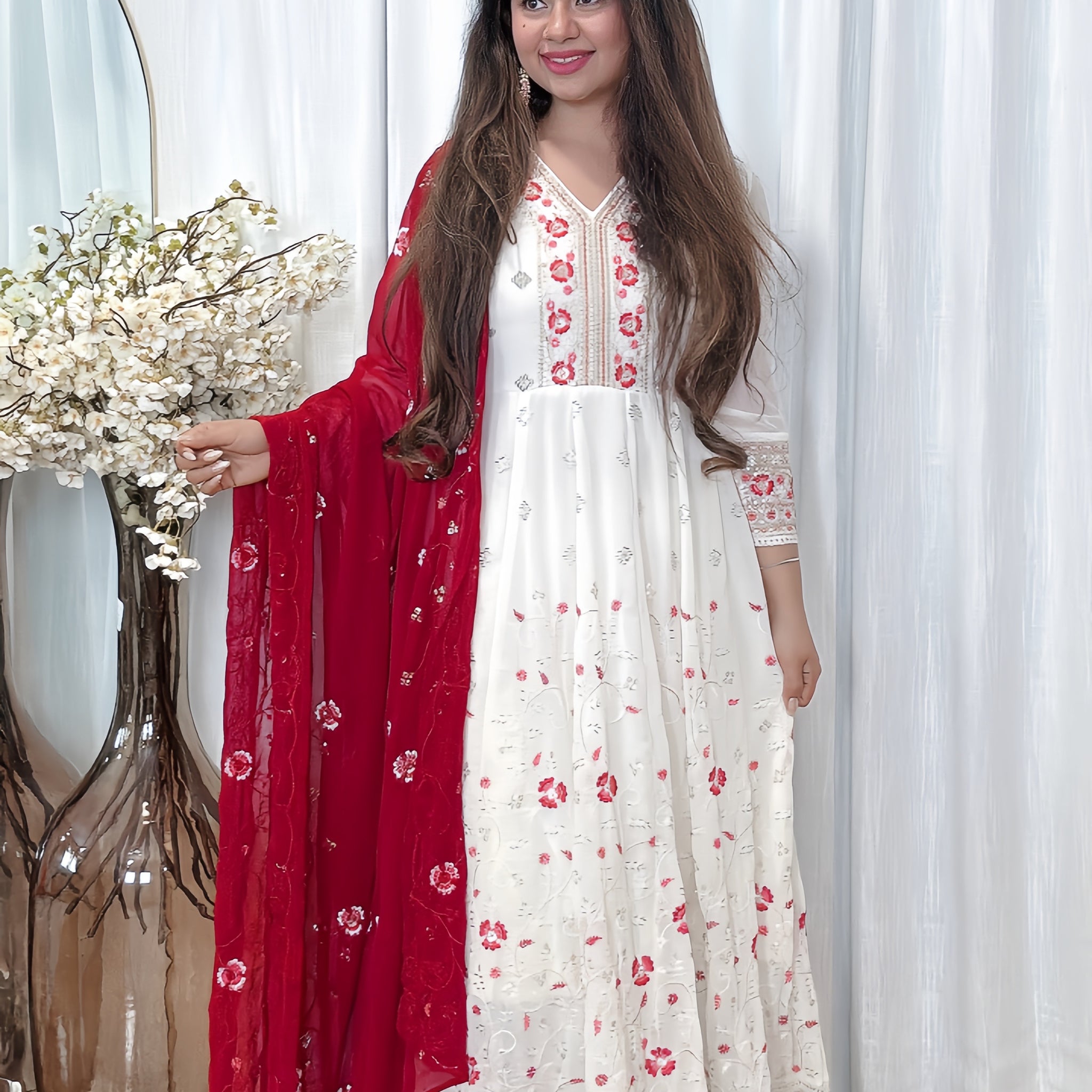 Pearl Blush Anarkali Set