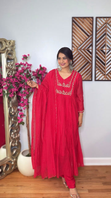 Ruhani Ruby Mulmul Chanderi Suit