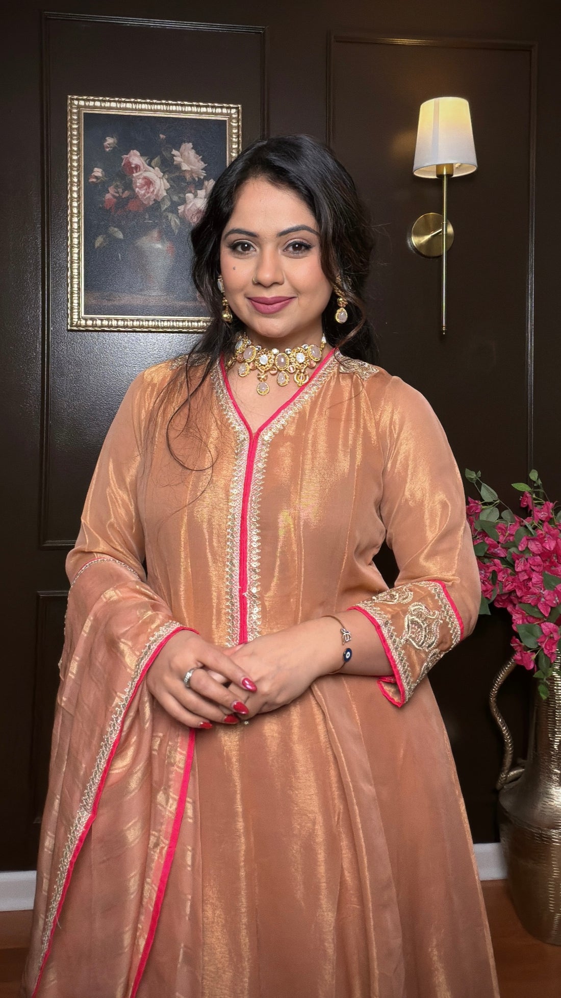 Saara – Tissue shimmer Anarkali suit
