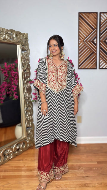 Mehrsa Crepe Silk Embroidered Kaftan